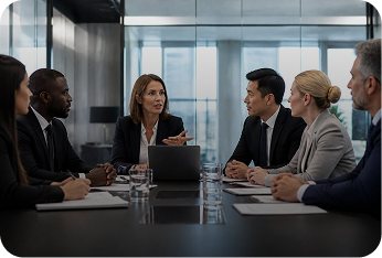Business leaders meeting around a conference table